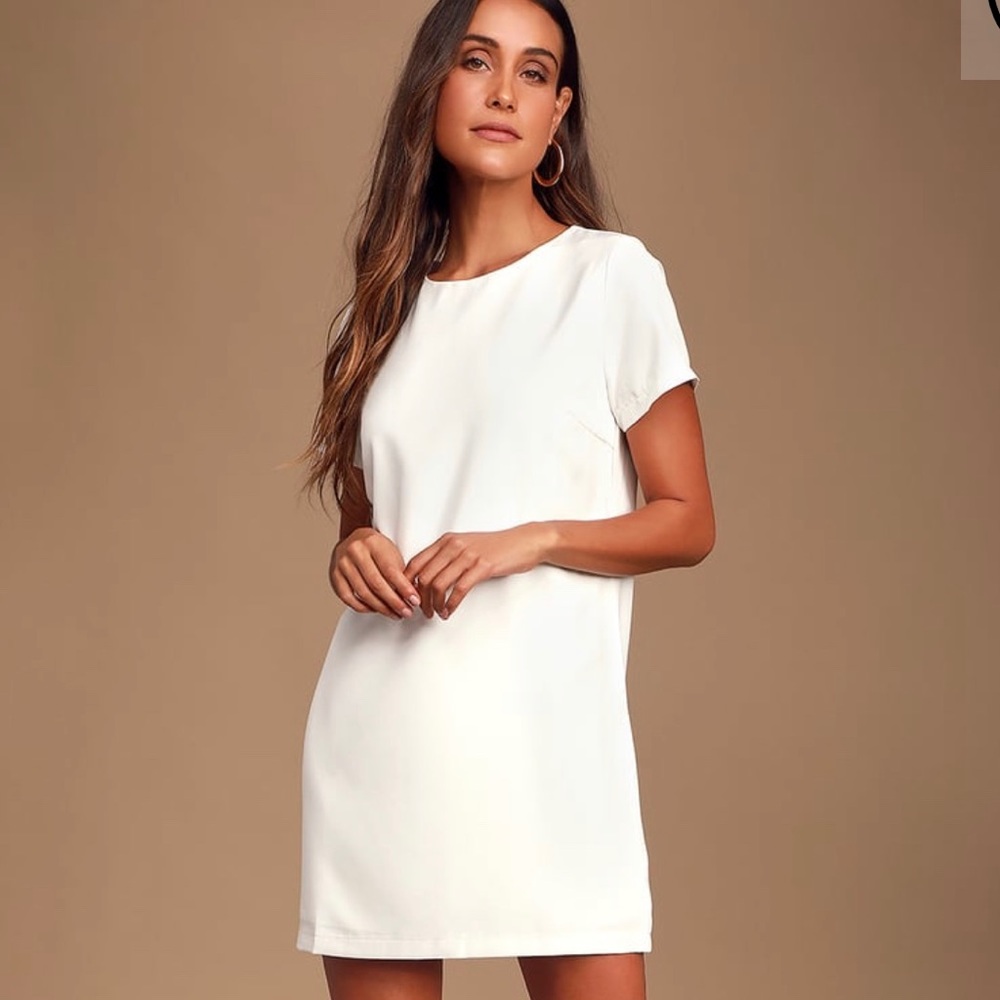 NWT Lulu’s Shift & Shout Ivory Shift Dress m